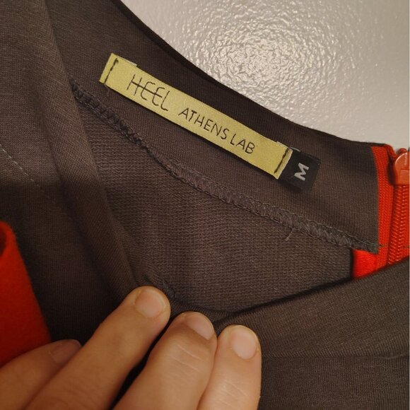 Heel Athens Lab Medium Short Dress, Felt Tulips, Retro Inspired Greenish Gray - Picture 3 of 5